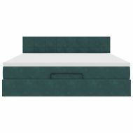 Османска легло с матрак и LED, тъмнозелено, 160x200 см, кадифе