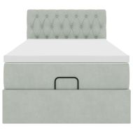 Османска легло с матрак и LED, светлосиво, 90x200 см, кадифе