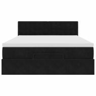 Османска легло с матрак и LED, черно, 140x190 см, кадифе