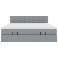 Османска легло с матраци и LED, светлосиво, 180x200 см, плат