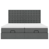 Османска легло с матраци и LED, тъмносиво, 180x200 см, плат