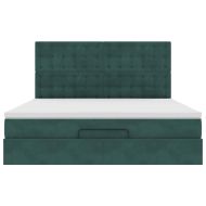 Османска легло с матраци и LED, тъмнозелено, 180x200 см, кадифе