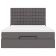 Османска легло с матрак&LED, сиво, 140x200 см, изкуствена кожа