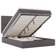 Османска легло с матрак&LED, сиво, 140x190 см, изкуствена кожа