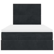 Османска легло с матраци и LED, черно, 120x200 см, кадифе