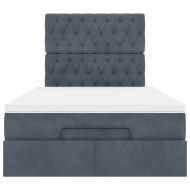 Османска легло с матраци и LED, тъмносиво, 120x200 см, кадифе