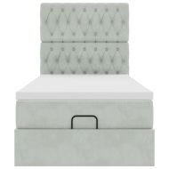 Османска легло с матраци и LED, светлосиво, 90x200 см, кадифе