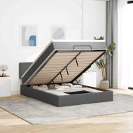 Османска легло с матрак и LED, тъмносиво, 140x190 см, плат