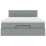 Османско легло с матрак & Светодиоди Светло сиво 140x190cm Плат