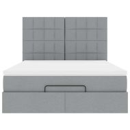 Османско легло с матрак & Светодиоди Светло сиво 140x190cm Плат