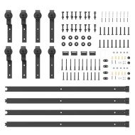 Комплект механизъм за плъзгаща врата, 366 см, стомана, черен