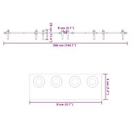 Комплект механизъм за плъзгаща врата, 366 см, стомана, черен