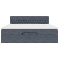 Османска легло с матрак и LED, тъмносиво, 160x200 см, кадифе