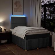 Боксспринг легло с матрак, тъмносиво, 120x190 см, плат