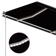 Ръчно прибиращ се сенник с LED, 3x2,5 м, антрацит