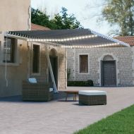 Автоматичен сенник LED и сензор за вятър 500x300 см синьо-бял