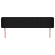 Горна табла за легло с уши, черна, 183x23x78/88 см, плат