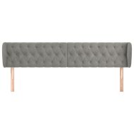 Горна табла за легло с уши, светлосива, 203x23x78/88 см, кадифе