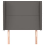 Горна табла с уши, сива, 93x23x118/128 см, кадифе
