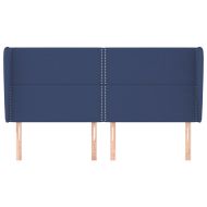 Горна табла за легло с уши, синя, 183x23x118/128 см, плат