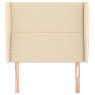 Горна табла за легло с уши, кремава, 93x23x118/128 см, плат