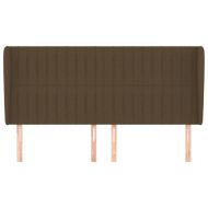 Горна табла за легло с уши, тъмнокафява, 163x23x118/128см, плат