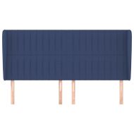 Горна табла за легло с уши, синя, 203x23x118/128 см, плат
