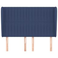 Горна табла за легло с уши, синя, 147 x 23 x 118/128 см, плат