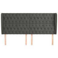 Горна табла за легло с уши, тъмносива, 203x23x118/128 см,кадифе