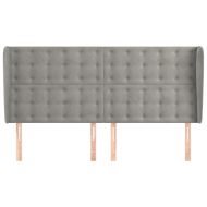 Горна табла за легло с уши,светлосива, 203x23x118/128 см кадифе