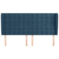 Горна табла за легло с уши, тъмносиня, 183x23x118/128 см кадифе