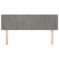 Горна табла за легло с уши, светлосива, 147x16x78/88 см, кадифе