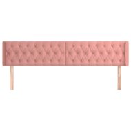 Горна табла за легло, розова, 183x16x78/88 см, кадифе