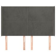 Горна табла за легло с уши, тъмносива, 147x16x118/128см, кадифе