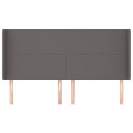 Горна табла с уши, сива, 183x16x118/128 см, изкуствена кожа