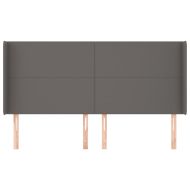 Горна табла с уши, сива, 203x16x118/128 см, изкуствена кожа