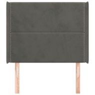 Горна табла за легло с уши, тъмносива, 83x16x118/128 см, кадифе