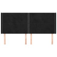 Горна табла за легло с уши, черна, 203x16x118/128 см, кадифе