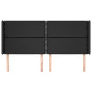 Горна табла с уши, черна, 163x16x118/128 см, изкуствена кожа