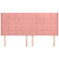 Горна табла за легло с уши, розова, 163x16x118/128 см, кадифе