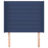 Горна табла за легло с уши, синя, 103x16x118/128 см, плат