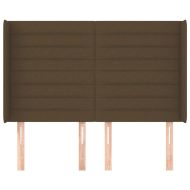 Горна табла за легло с уши, тъмнокафява,147x16x118/128 см, плат