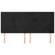 Горна табла за легло с уши, черна, 183x16x118/128 см, кадифе