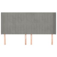 Горна табла за легло с уши, светлосива,183x16x118/128см, кадифе