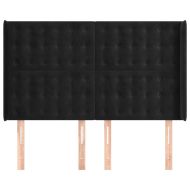 Горна табла за легло с уши, черна, 147x16x118/128 см, кадифе