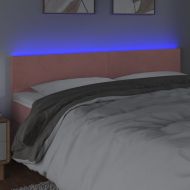 LED горна табла за легло, розова, 200x5x78/88 см, кадифе