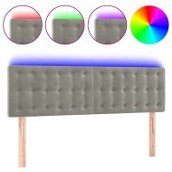 LED горна табла за легло, светлосива, 144x5x78/88 см, кадифе