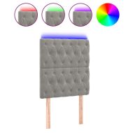 LED горна табла за легло, светлосива, 80x7x118/128 см, кадифе