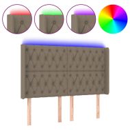 LED горна табла за легло, таупе, 147x16x118/128 см, плат