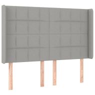 Боксспринг легло с матрак и LED, светлосиво, 140x200 см, плат